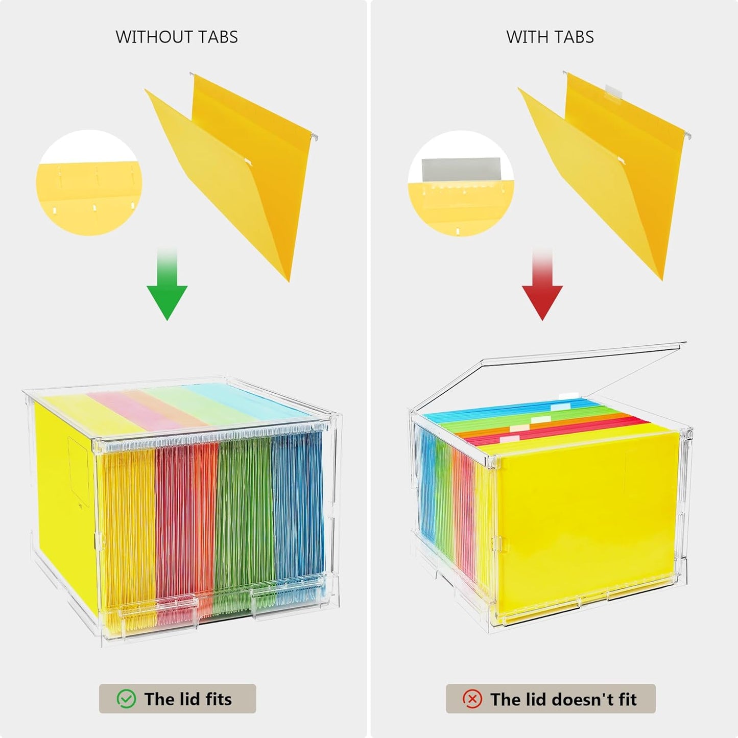 MUKAI File Organizer Box with Lid, Collapsible File Folder Organizer with Slide, Hanging File Folder Box, for Office Document Storage with Desktop organizer ﻿﻿ (1)