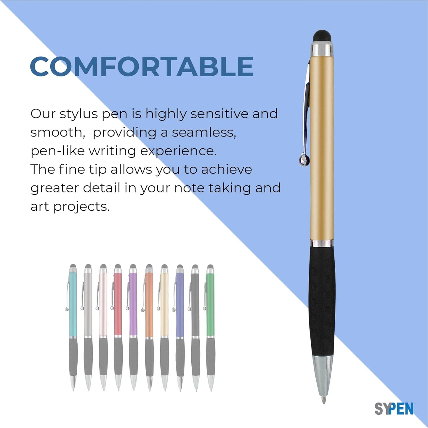 Personalized Pens With your Custom Logo or Text-600 Pack Bulk-for Businesses, Parties, and Events, 2 in 1 Ballpoint Pen & Stylus Compatible with Touchscreen Devices, Blue Barrel, Black Ink