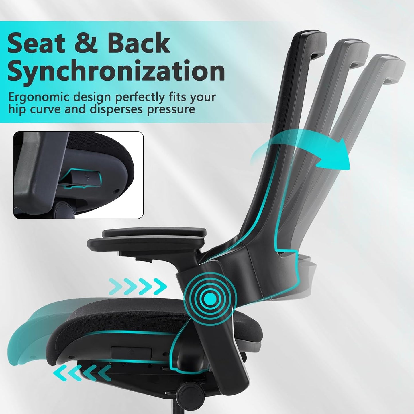 CLATINA Swivel Executive Chair, Adjustable Ergonomic Computer Chair with 3D Armrest and Lumbar Support, Mesh Backrest Task Chair for Home Office Conference Room