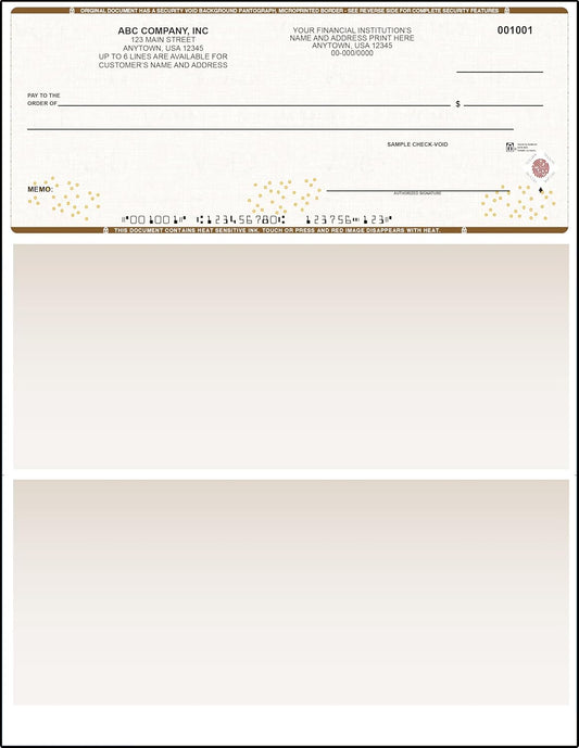 Tan High Security Checks on Top Compatible w/QB accounting software - Custom Computer Checks on Top (1000)