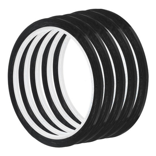 uxcell 5pcs 1/8" x 36 Yard Graphic Tape Whiteboard Grid Marking Tape Pinstripe Chart Line, Black