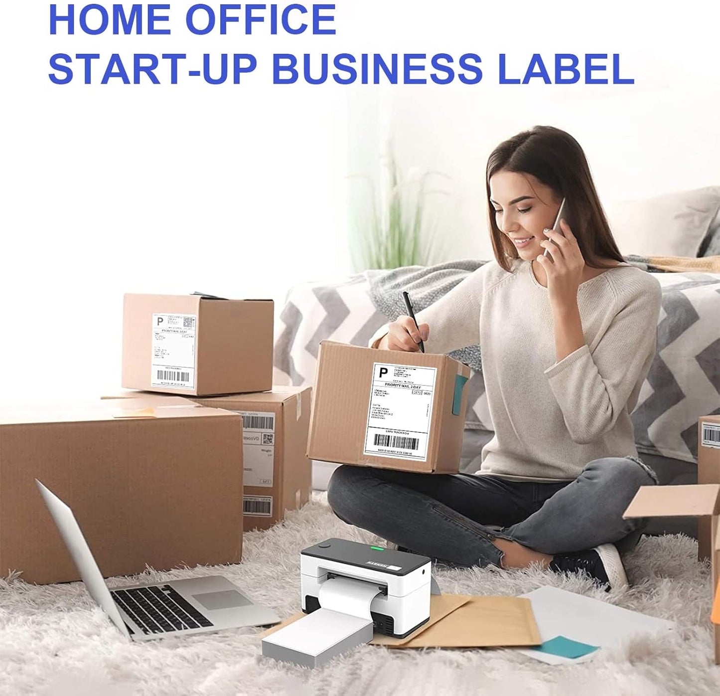 RyhamPaper 4" x 6" Fanfold Direct Thermal Labels White Mailing Postage Labels, Perforated, Permanent Adhesive Shipping Labels (1 Stacks - 500 Labels)