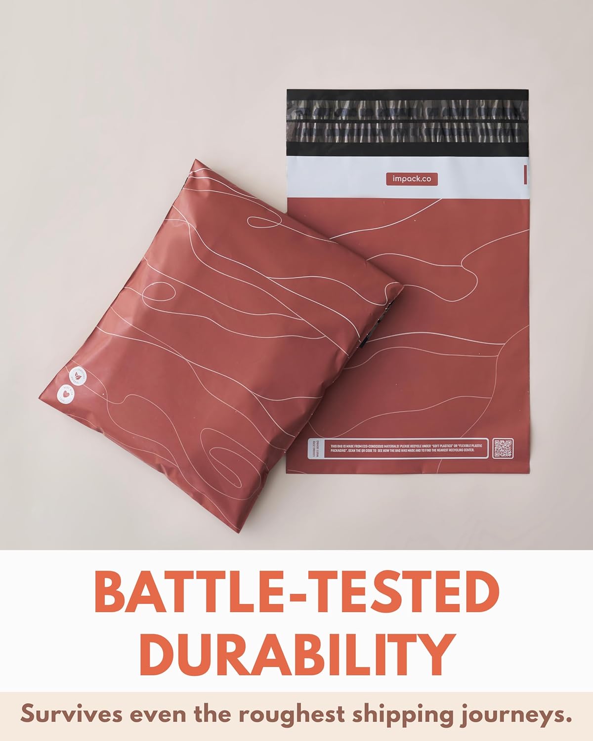 Poly Mailers 6x9-25 Pack Biodegradable Shipping Bags for Stationery and Small Accessories - Impack Self-Seal Waterproof Thick Mailing Envelope for Small Items - Tidal Terracotta