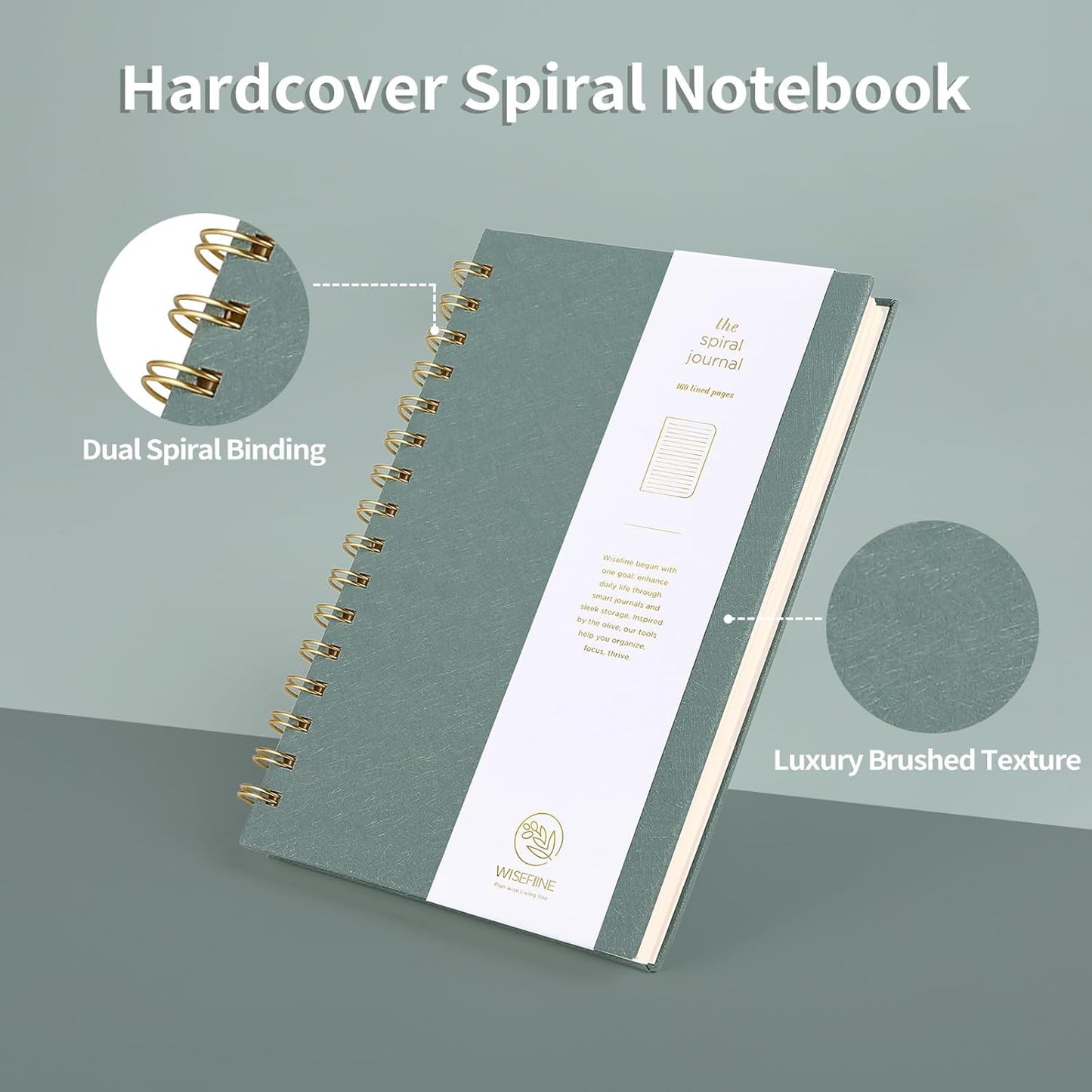 Spiral Journal Notebook with 160 Lined Pages – Hardcover Writing Journal with Gold Twin-Wire Binding, A5 College Ruled Notebooks for Work, School, Travel, Diary, Gift for Women & Men Navy Blue