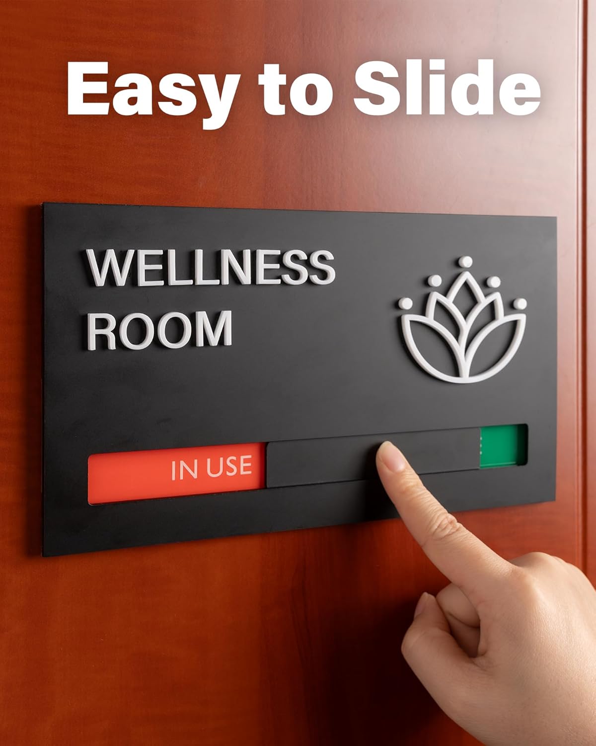 Conference Room Door Signs for Office, Meeting In Progress Door Sign, In Use Available Slider Indicator Tells Whether Room Vacant Or Occupied