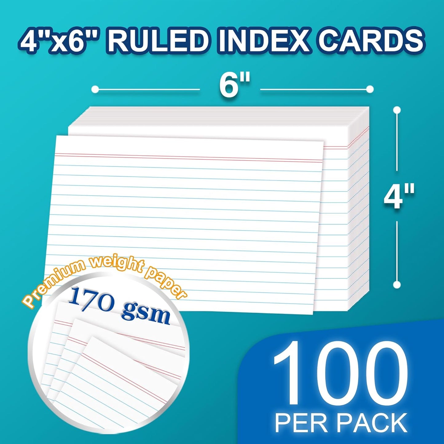 H4D 4x6 Index Card Case with 100 Heavyweight Ruled Index Cards and Dividers, Lime Green