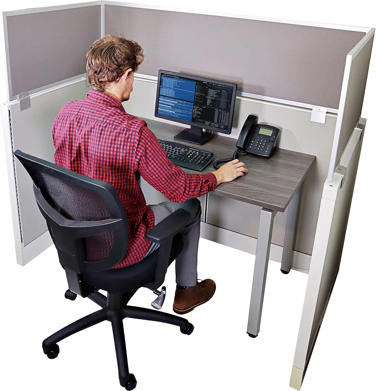OBEX Acoustical Cubicle Privacy Screen Extender Desk Panel & Office Divider, Add Separation & Block Noise, 18" x 30", Overcast