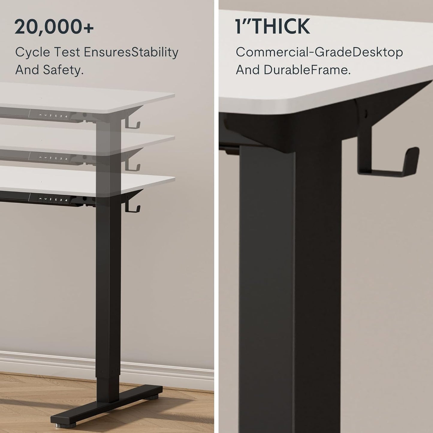 FLEXISPOT 55 x 28 Inches Electric Stand Up Desk Workstation Home Office Computer Standing Table Height Adjustable Desk (Black Frame + 55" White Top, 2 Packages)
