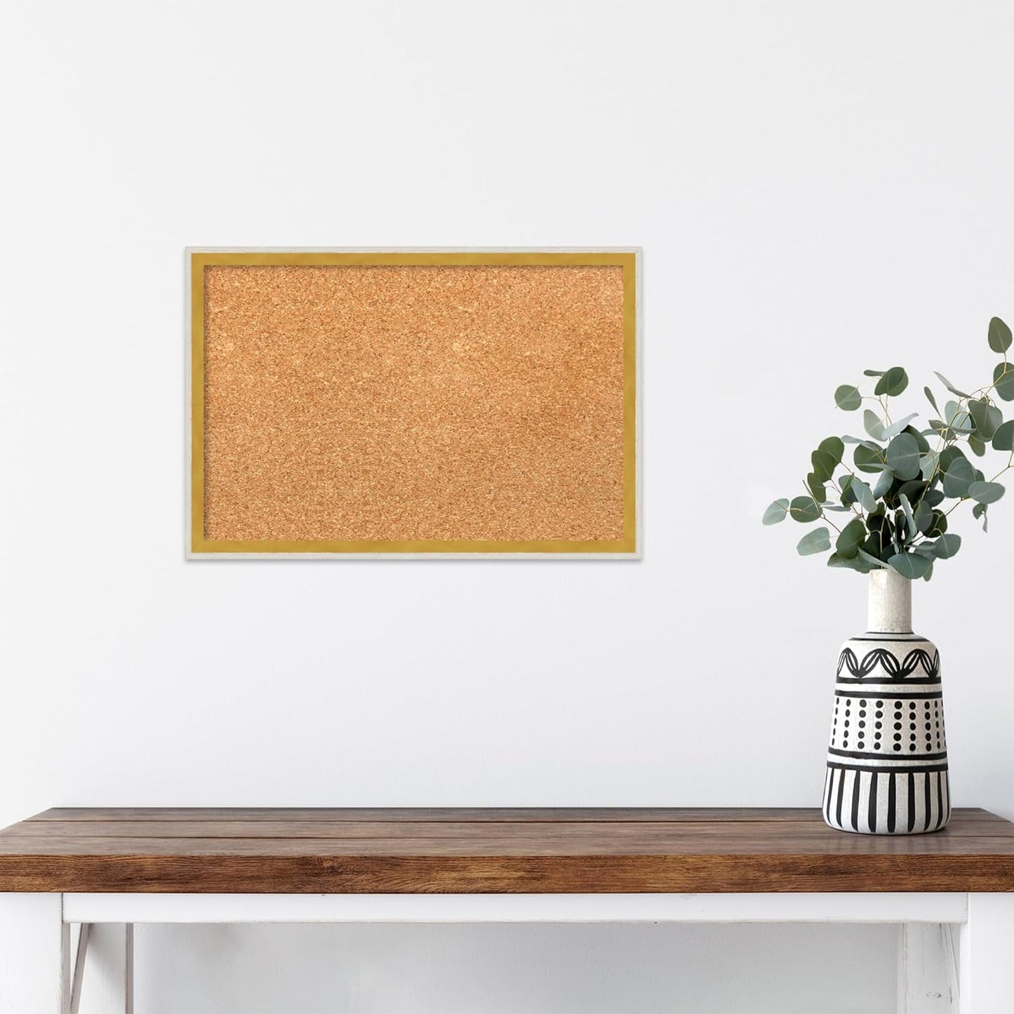 Amanti Art Natural Cork Board for Wall, 13x19 Vision Board with White Frame, Small Corkboard Office Decor for Home Organization, Modern Corkboard Pinboard to Display Items for Home Organization in