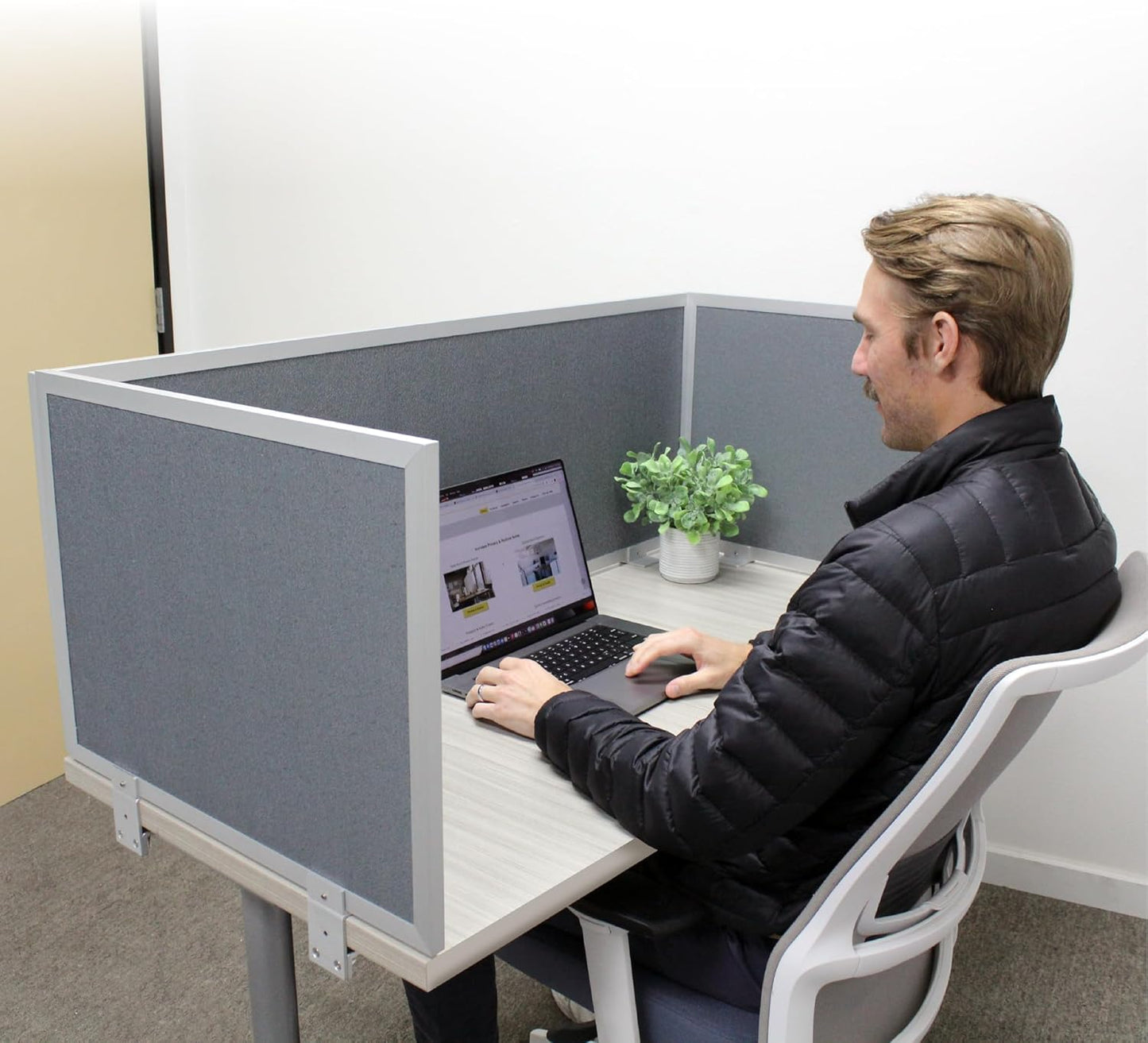OBEX Acoustic Mounted Screen Privacy Panel Table Top Separator, Sound Blocking Desk Divider (Graphite, 18" X 66")