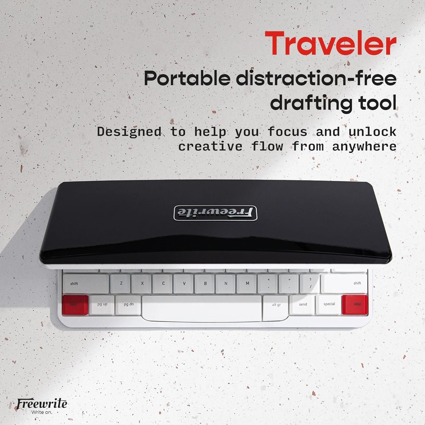 Freewrite Traveler | Lightweight and Portable Typewriter with E Ink Digital Screen for Distraction-Free Drafting | Word Processor with Wifi Cloud Sync and Long Battery Life for Writers on the Move