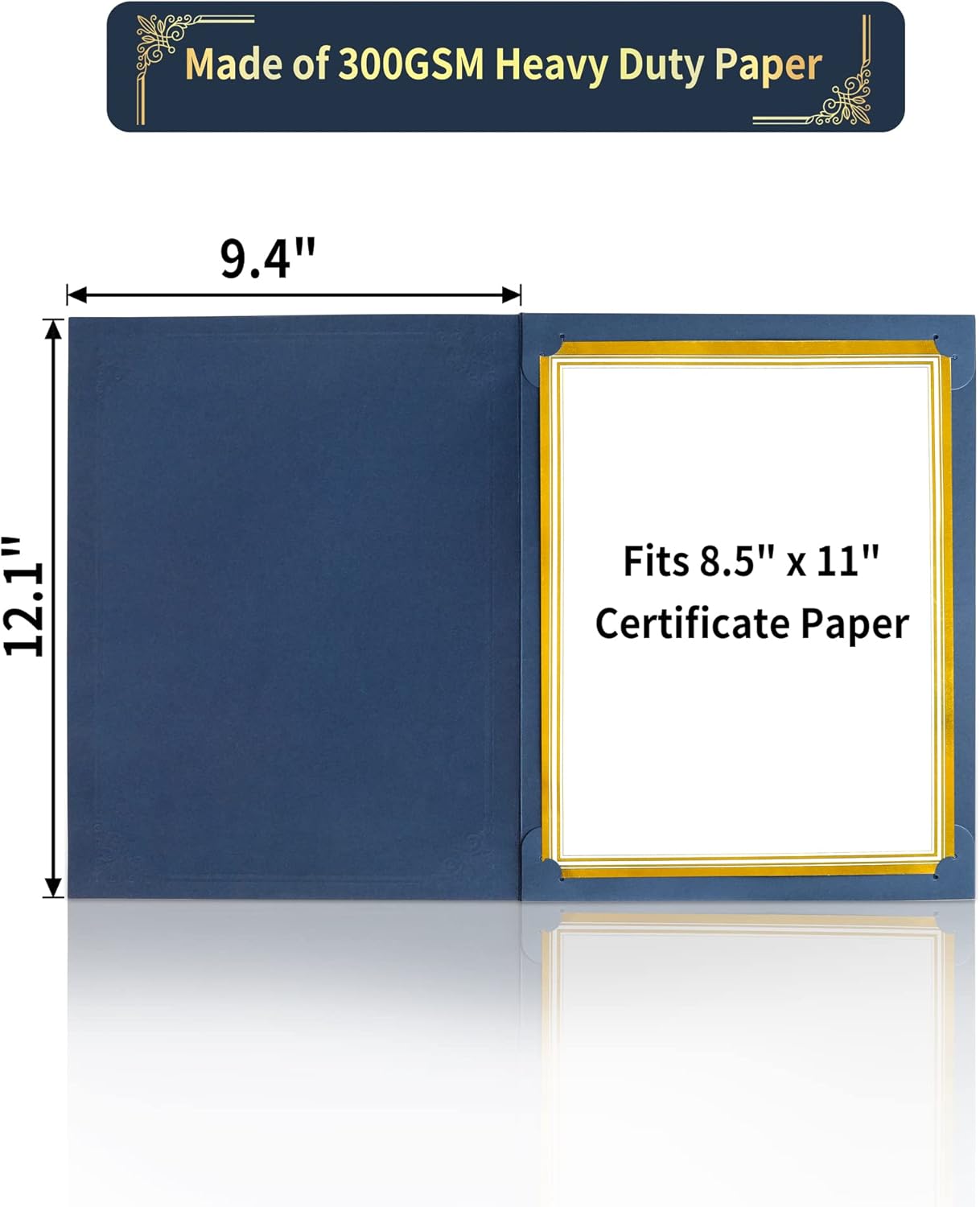GNL Certificate Holders - 200 Packs Blue Diploma Holders, Certificate Covers with Gold Foil Border, for Letter Size 8.5 x 11 Certificate Paper, Award, Graduation, Documents