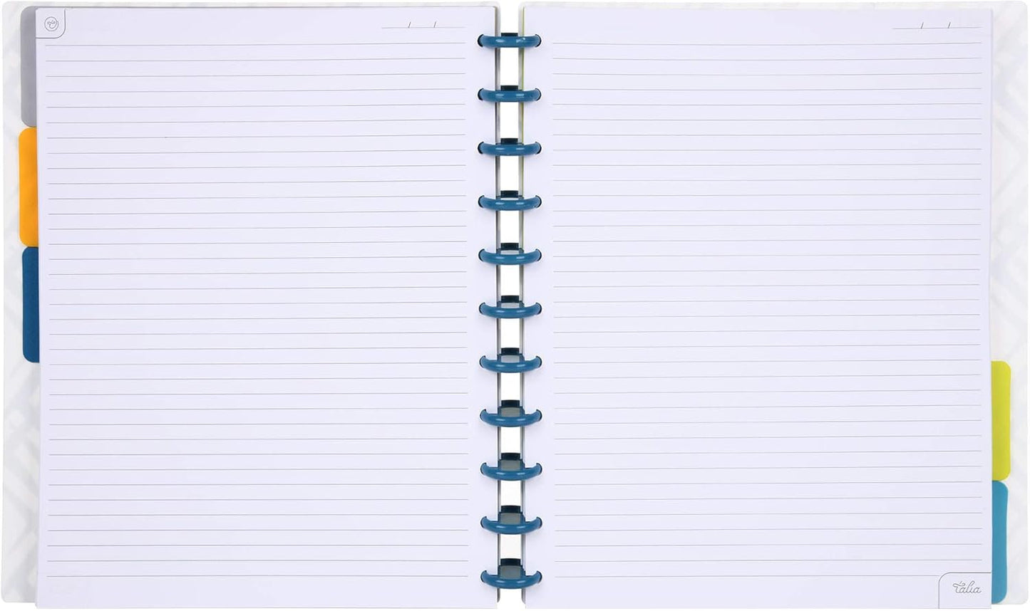 Talia Discbound Notebooks, Planner, Customizable, (xZiggity Zag w.Deep Lake Blue Discs, Letter (8.5in x 11in))