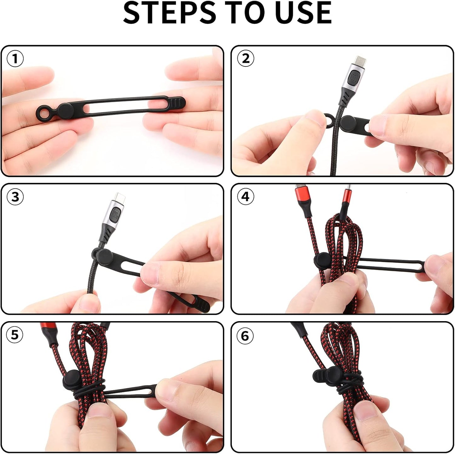Silicone Cable Straps,10PCS 7.1"Cord Ties, Reusable Cable Ties，Travel Cord Organizer，Wire Organizer Ties for Kitchen,Home,School,Bundle Storage for Cables Etc（5 Colors）
