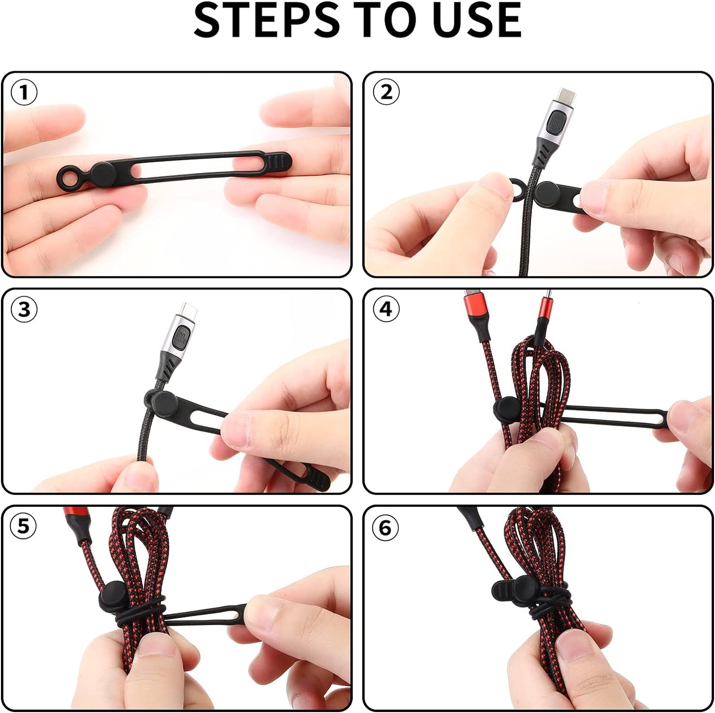 35pcs Silicone Cable Ties,Reusable Cable Management Organizer, Wire Ties，Travel Cord Ties，Cord Organizer for Bundling Cable Cords in Home,Office,Kitchen,School(5 Colors)