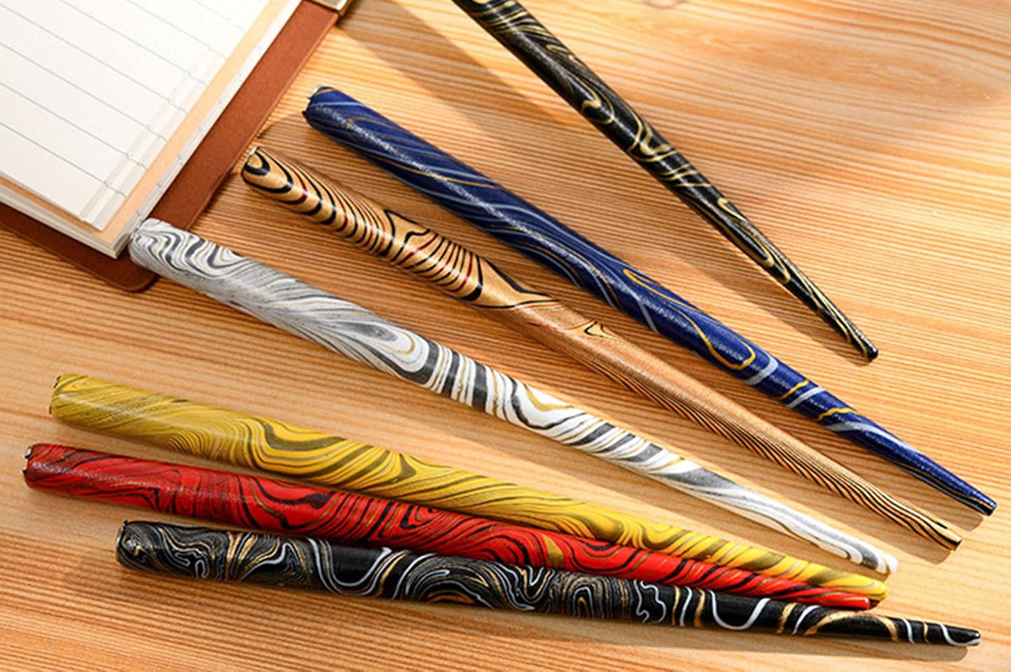 Gullor Wooden Dip Pen Calligraphy Set with Black Ink & 6 Nibs for Beginners, Kids, Writing, Signatures and Drawing, Ancient Silver