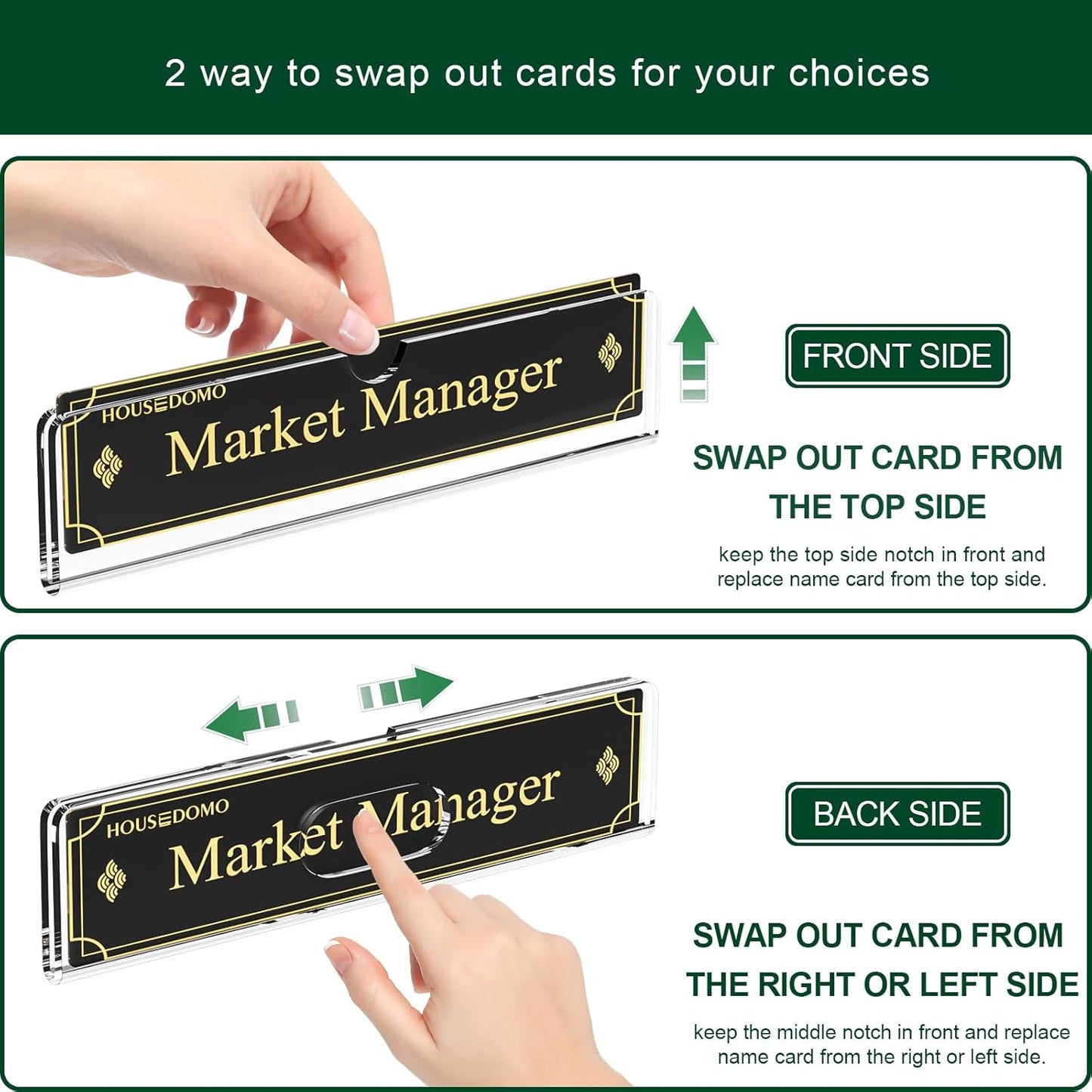 Nameplate for Doors with Adhesive Tapes - 20 Pack 2x8 Inch Clear Acrylic Office Door Name Plate Classroom Wall Name Plate Holder Horizontal Nameplate Holder Plastic Sign Frame
