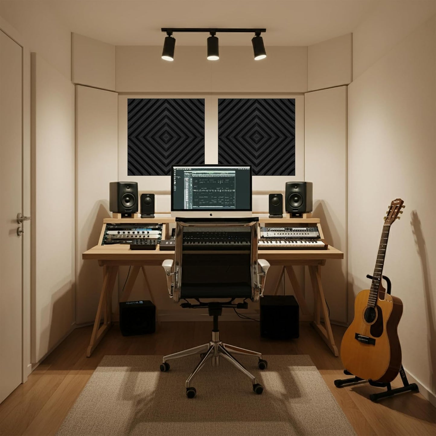 12 Pack Sound Proof Foam Panels for Walls, 12x12x2 Inches Slash Style Acoustic Panels for Home Studio Acoustic Treatment (Black)