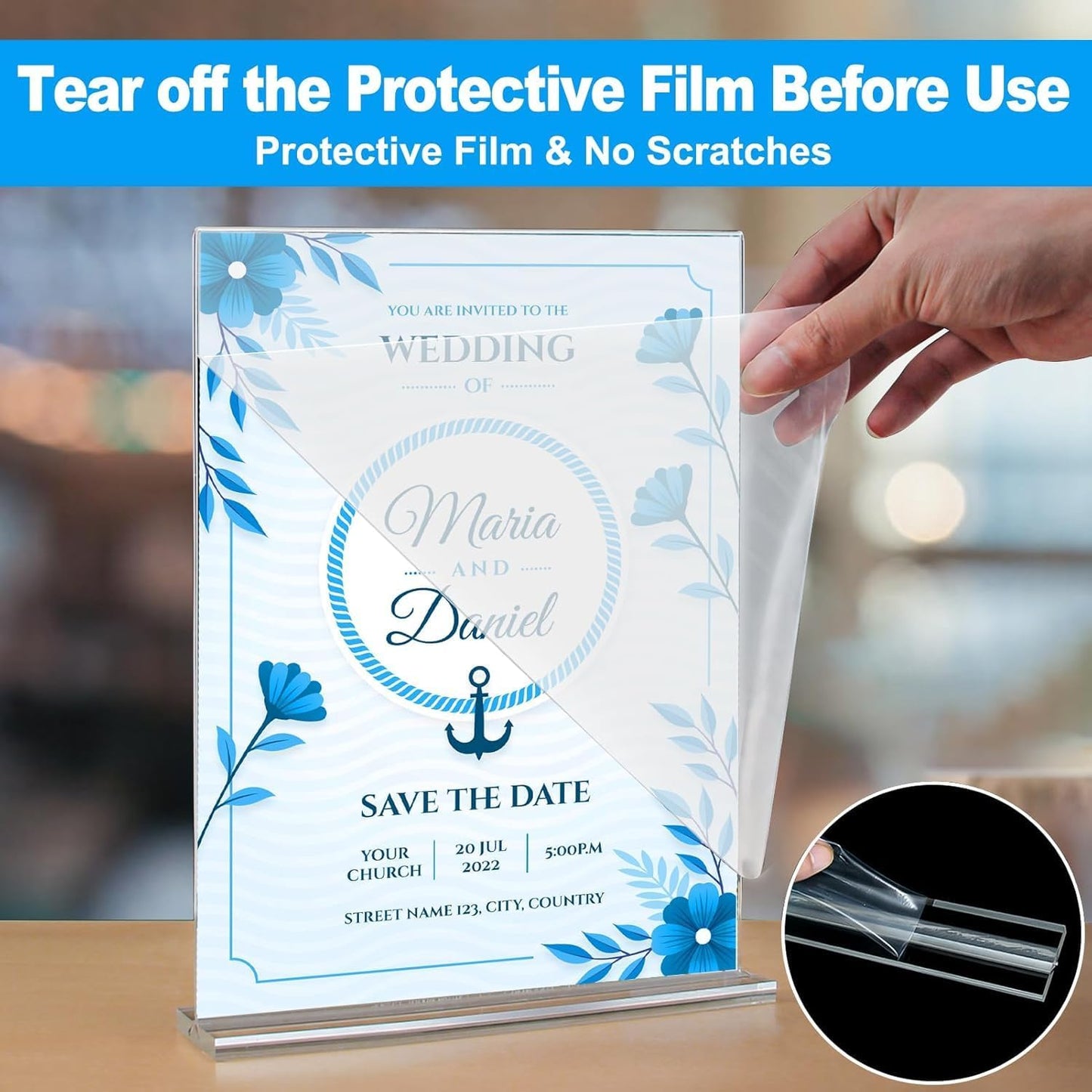 EHWINE 10 Pack Acrylic Sign Holders - 5 x 7, Double-Sided Stand Up Table Top Sign Holders, Clear Acrylic Picture Frame Menu Flyer Paper Display Stand for Office Business Store Wedding Party