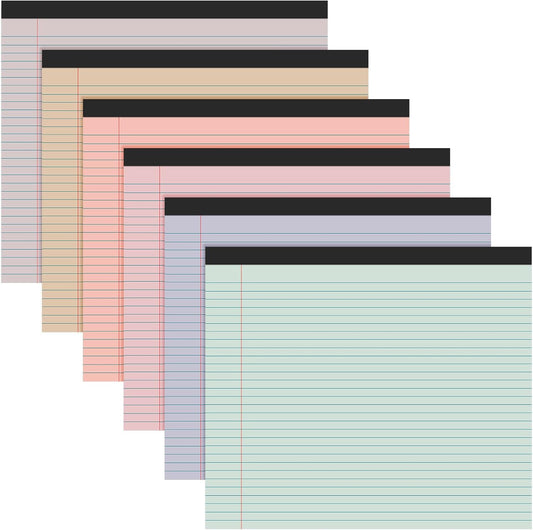 Lincia 6 Pcs 11" x 9.5" Legal Pads College Ruled Notepad Landscape Notebook Horizontal Lined Notebook 80 Gsm Assorted Colors Paper Pastel Writing Pads for School Office, 40 Sheet (Cute Color)