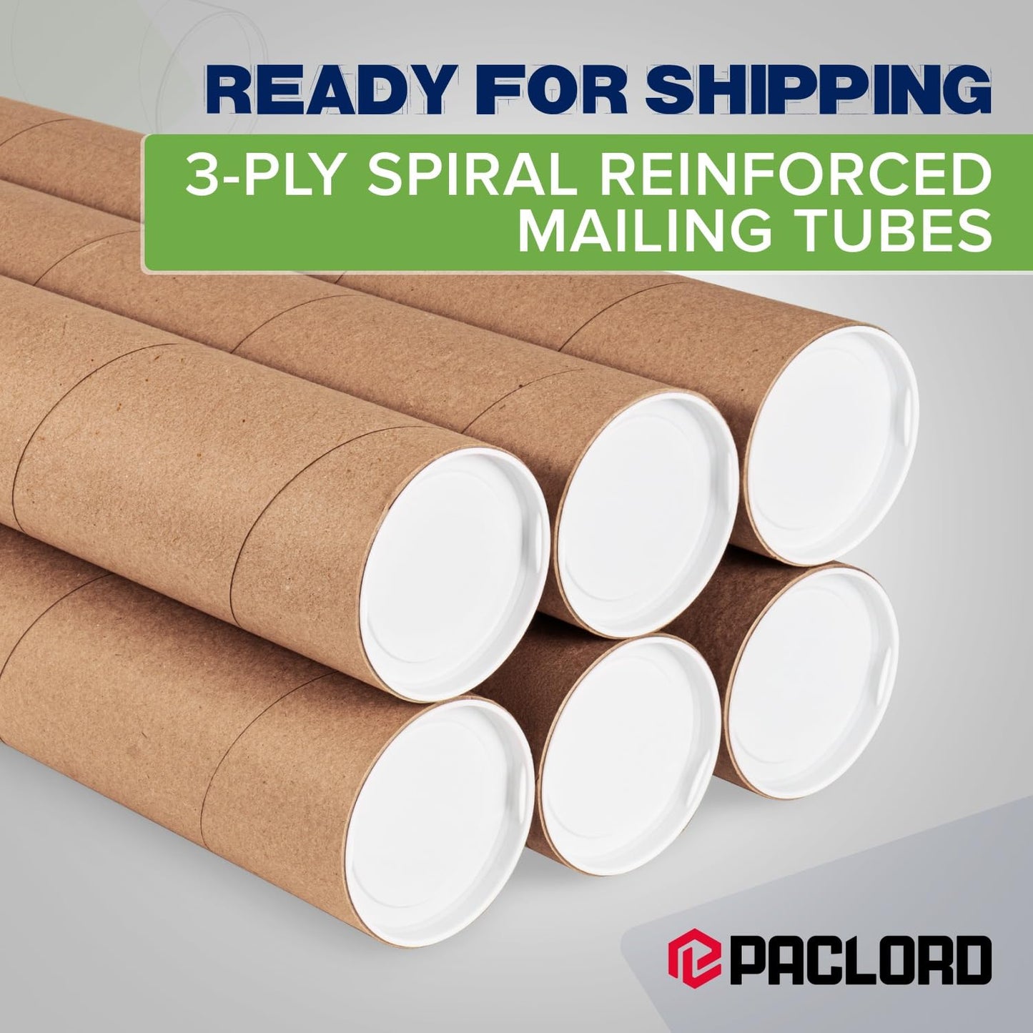 3" x 48" Reinforced Kraft Paper Mailing Tube, Pack of 4 Tubes with 8 Caps – Secure USPS Approved Poster Tube – Cardboard Tube for Shipping and Storing Posters, Prints, Artwork, or Documents