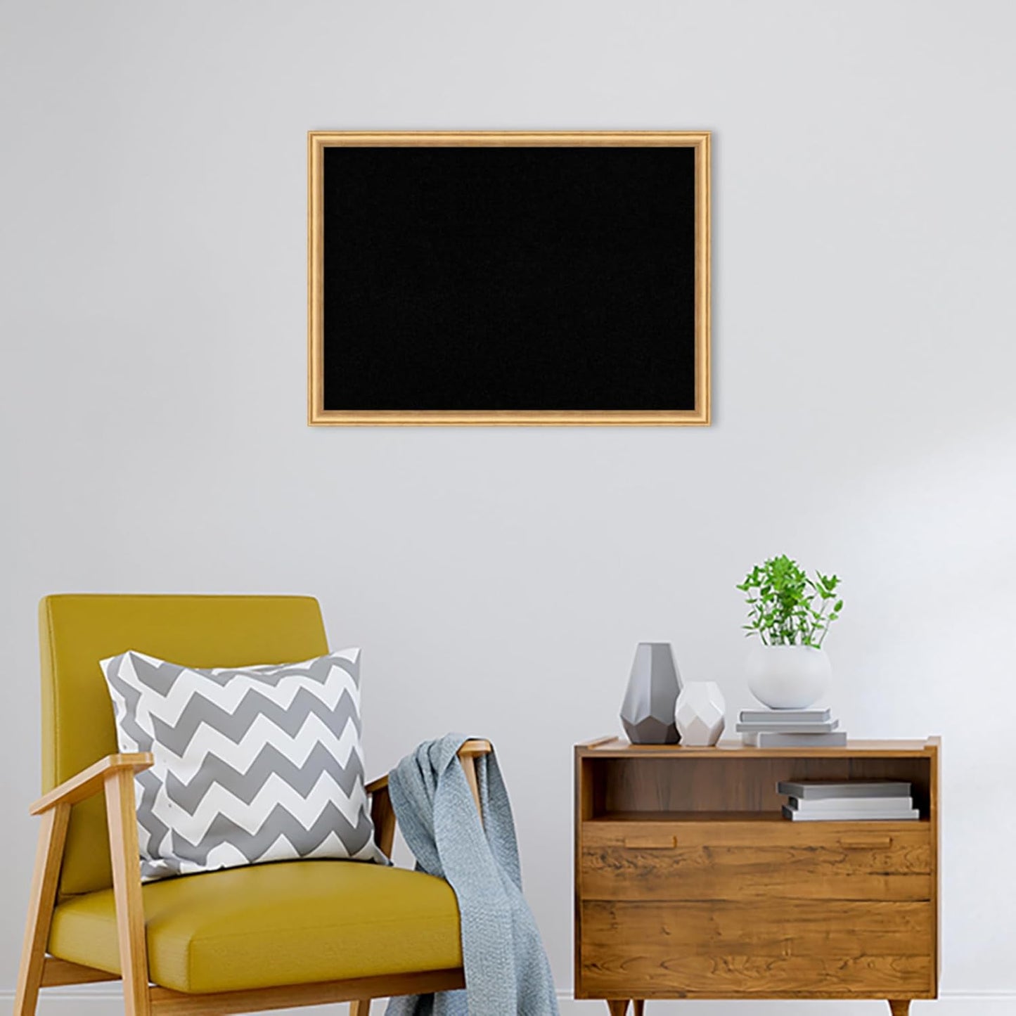 Amanti Art Black Cork Board for Wall, 22x30 Vision Board with Gold Wood Frame, Medium Corkboard Office Decor for Home Organization, Casual Corkboard Pinboard to display items for home organization
