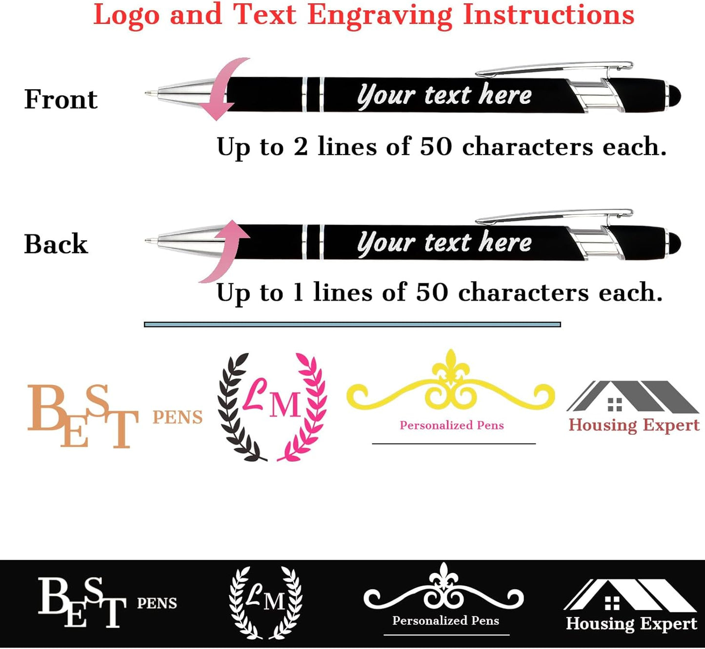 Personalized Pens with Name Logo or Message, Up to 1200 pcs Bulk Custom Metal Ballpoint Pen with Black Ink Customized Gift for Business, Graduation and Promotions (Orange)