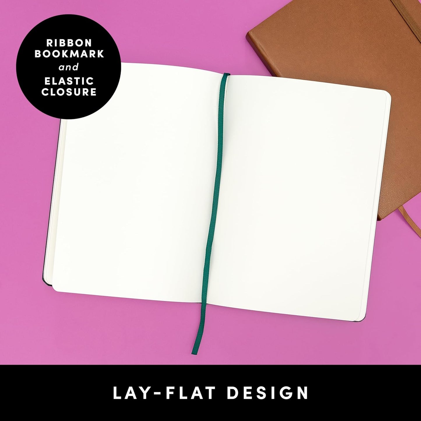 PAPERAGE Blank Journal Notebook, (Black), 160 Pages, Medium 5.6 in x 8 in - 100 GSM Thick Paper – Hardcover Journaling Notebook for Work, School, Note Taking or Sketching