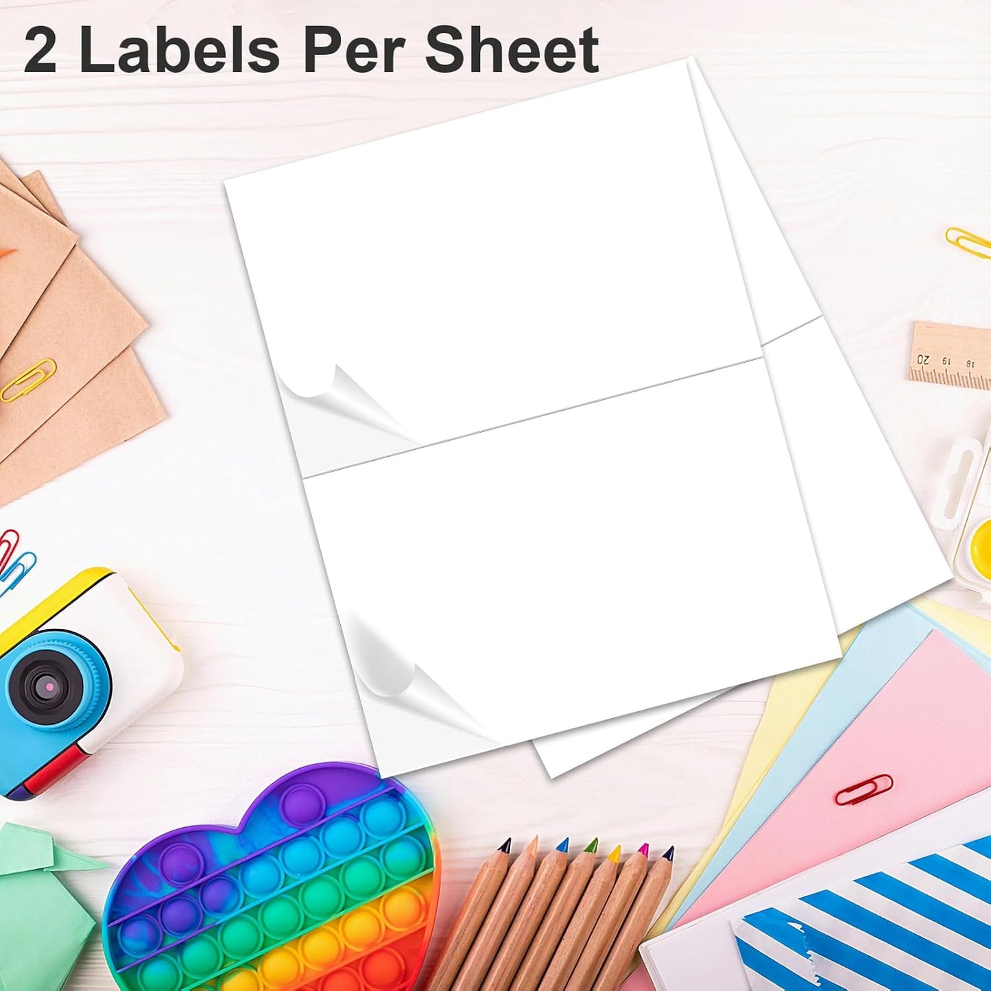 1000 Half Sheet Self Adhesive Shipping Labels, 8.5" x 5.5" Address Labels Laser/Ink Jet White Blank Shipping Stickers(500 Sheets)
