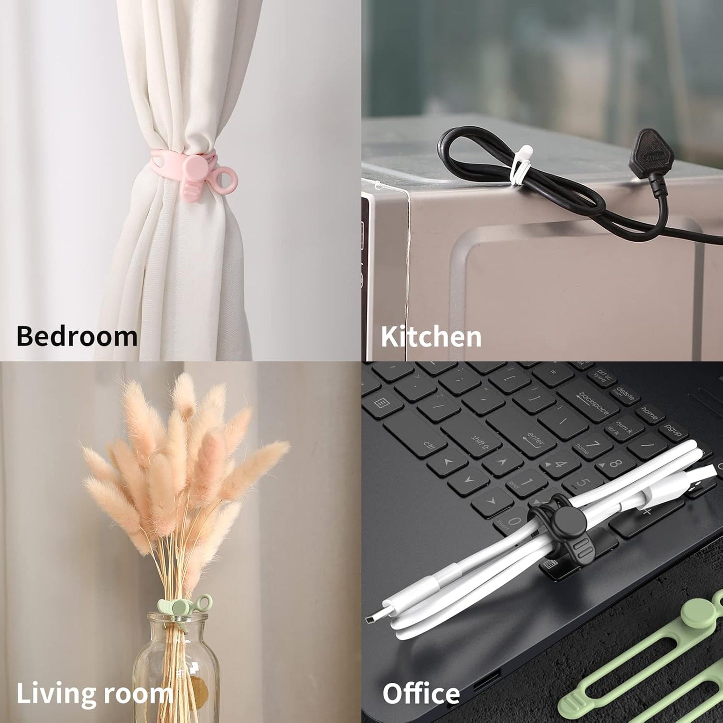 [20Park]UMUST Silicone Cable Ties, Reusable Cable Management Organizer, Cord Tie,Multipurpose Elastic Cord Organizer for Bundling and Fastening Cable Cords Wires(black)