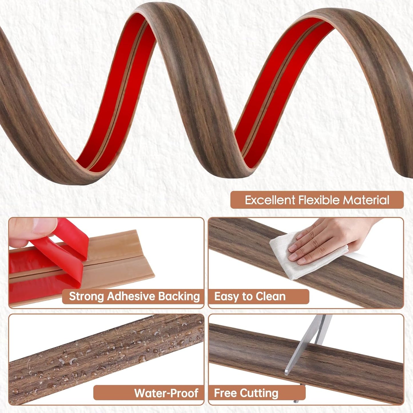 Floor Cord Cover for Wires on Floor Self Adhesive Cord Hider Floor Cable Management Wire Covers for Cords Protector Prevent Cable Trips Cord Cavity W 0.59" x H 0.31", Misty Brown Wood, 10Ft
