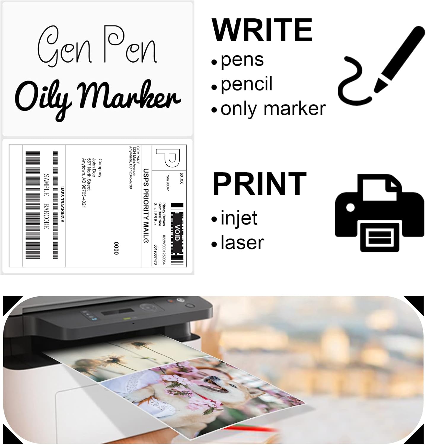 8.5" x 5.5" Half Page Self Adhesive Shipping Label, Compatible Laser & Inkjet Printers, White, 2 Labels Per Sheet(1000 Sheet Total 2000 Labels)