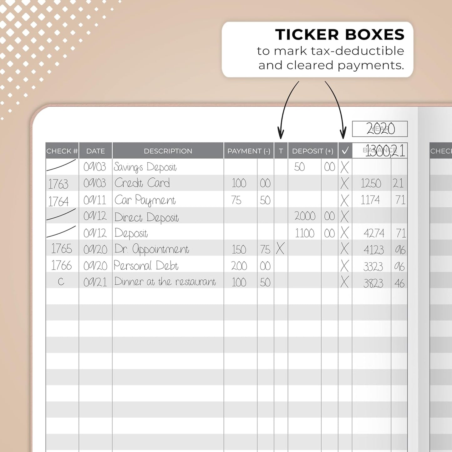 Clever Fox Check Register Book - Deluxe Transaction Register, Accounting Ledger Book, Checkbook Register & Checking Account Register Book for Personal and Work Use, A5 Hardcover - Rose Gold