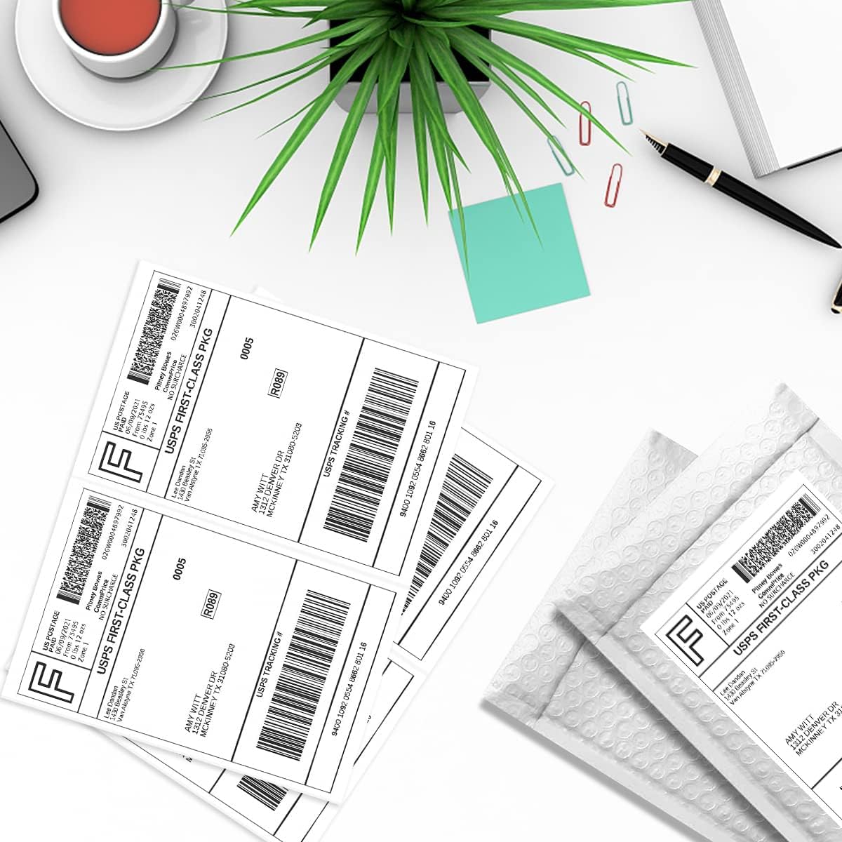 BESTEASY 1000 Half Sheet Self Adhesive Shipping Labels, Laser/Ink Jet White Blank Shipping Labels 8.5" x 5.5" Address Labels (500 Sheet Total 1000 Labels)