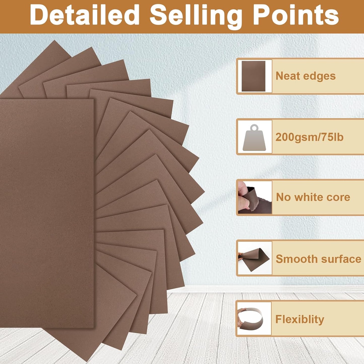 100 Sheets Coffee Color Cardstock 8.5 x 11 Scrapbooking Paper, 200gsm/75lb Heavyweight Printer Paper Card Stock for DIY Card Making, School Crafts, Thank You Cards, Certificates