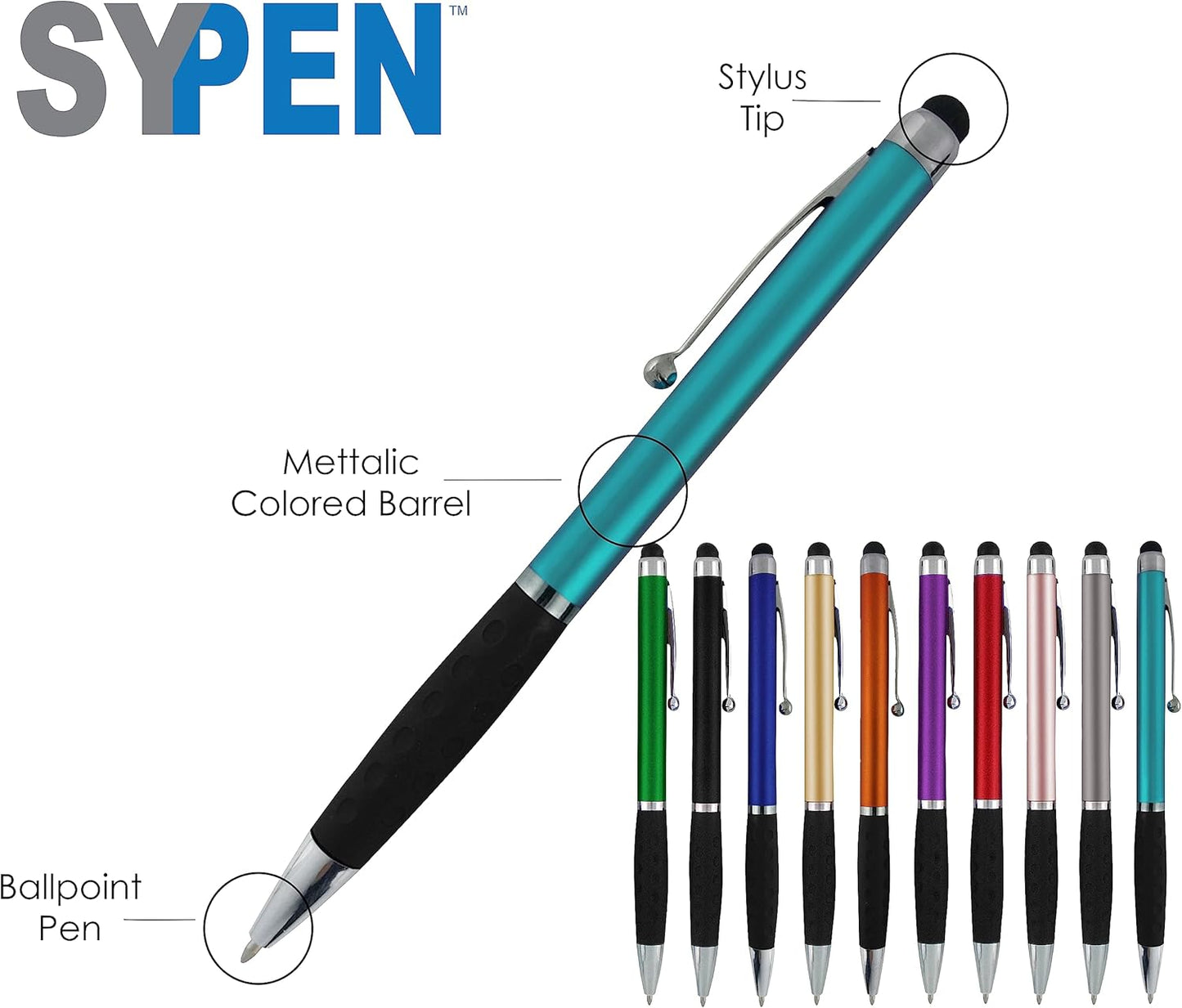Personalized Pens With your Custom Logo or Text-300 Pack Bulk-for Businesses, Parties, and Events, 2 in 1 Ballpoint Pen & Stylus Compatible with Touchscreen Devices, Gold Barrel, Black Ink