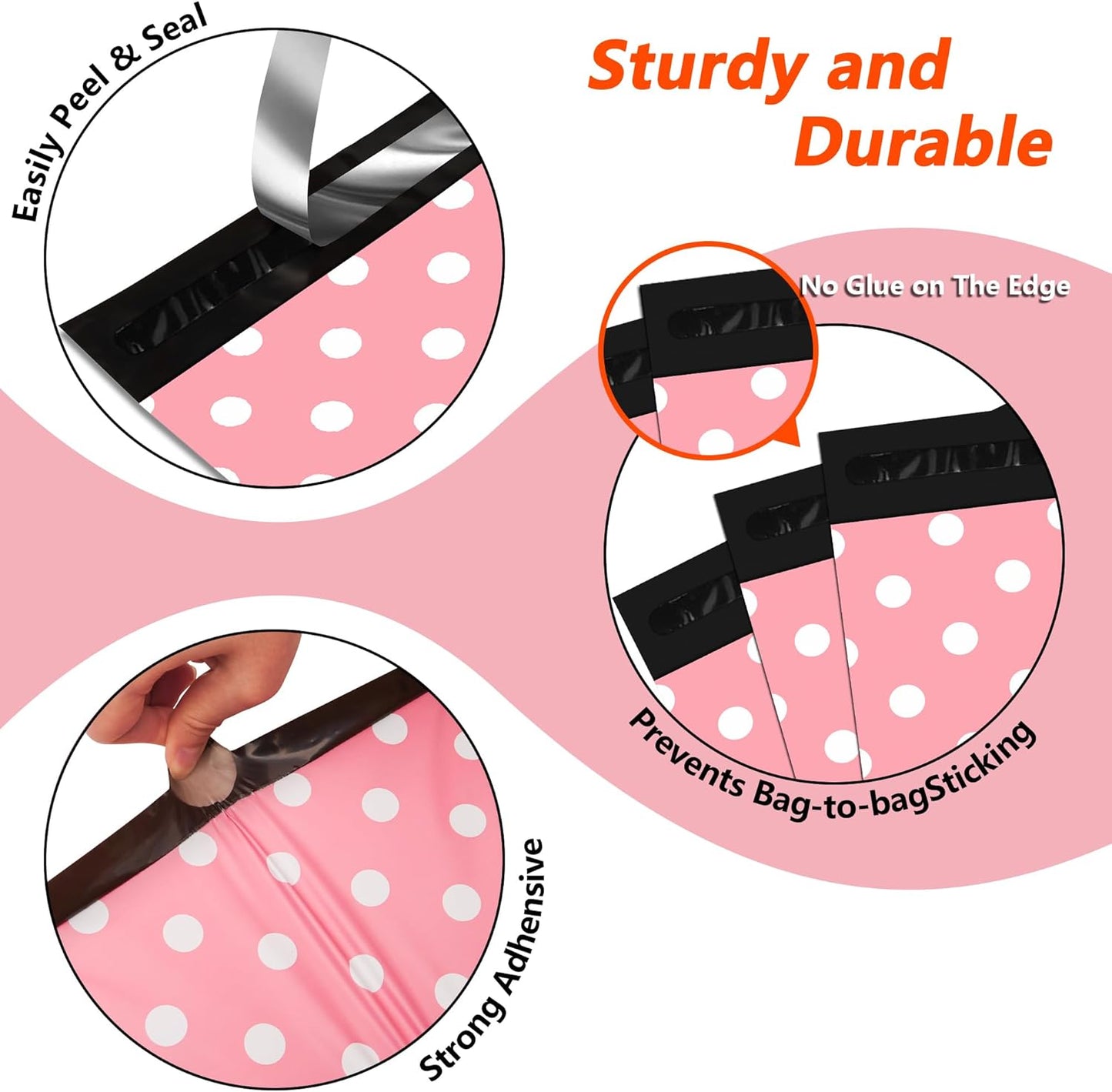 Thank You Poly Mailers 10x13 Inch 100 Pcs - Pink Dots printed Shipping Bags, 2.4mil Thickness, Waterproof and Tear Resistant Mailing Envelopes, Self-Sealing Packaging Bags for Small Business