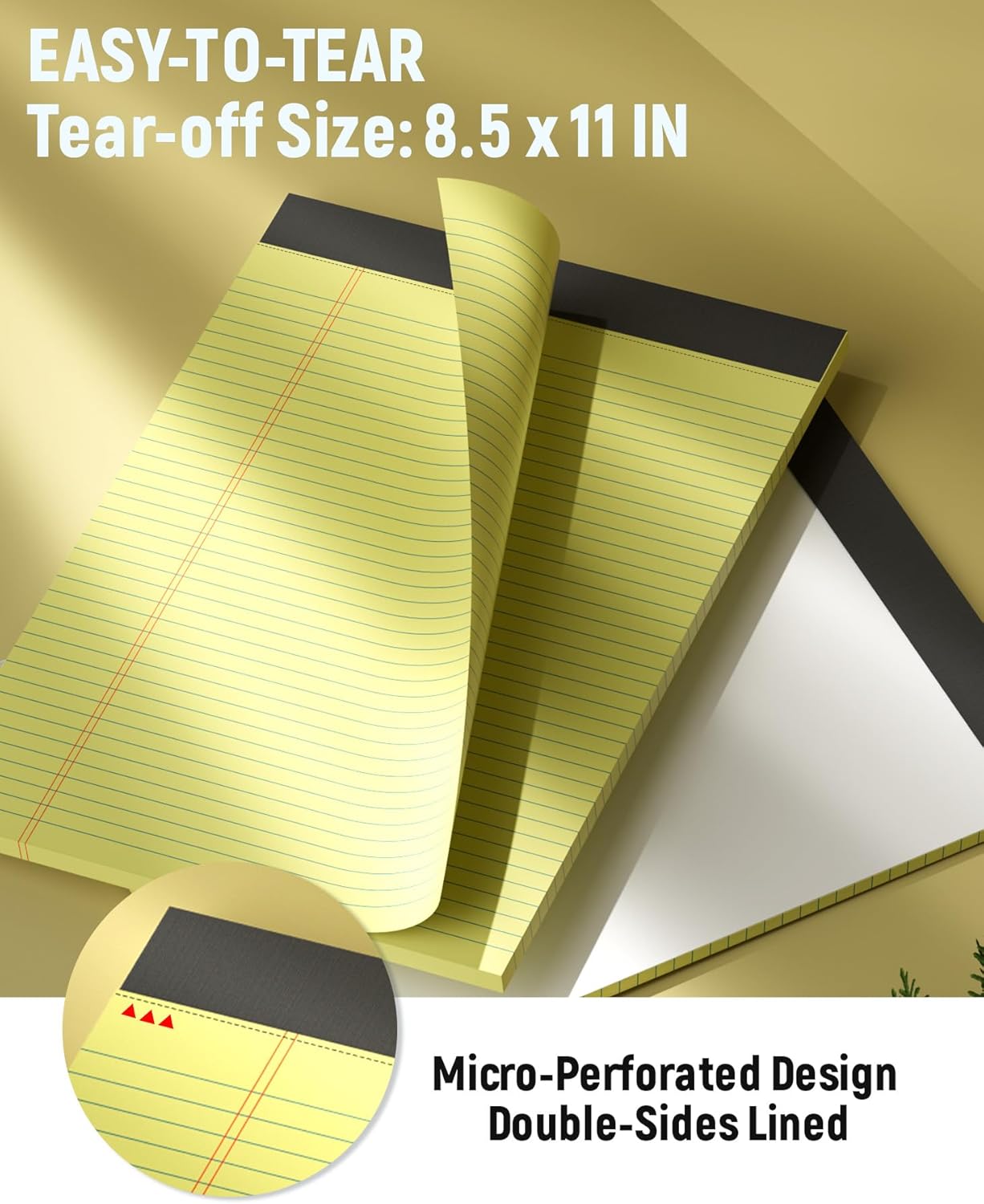 24 Pack Legal Pads 8.5 x 11 College Ruled Writing Pads, 720 Sheets Legal Note Pads 8.5 x 11 Narrow Ruled Lined Paper Pads, Perforated Notepads Notebook Yellow Paper Tablets 30 Sheets Per Notepad