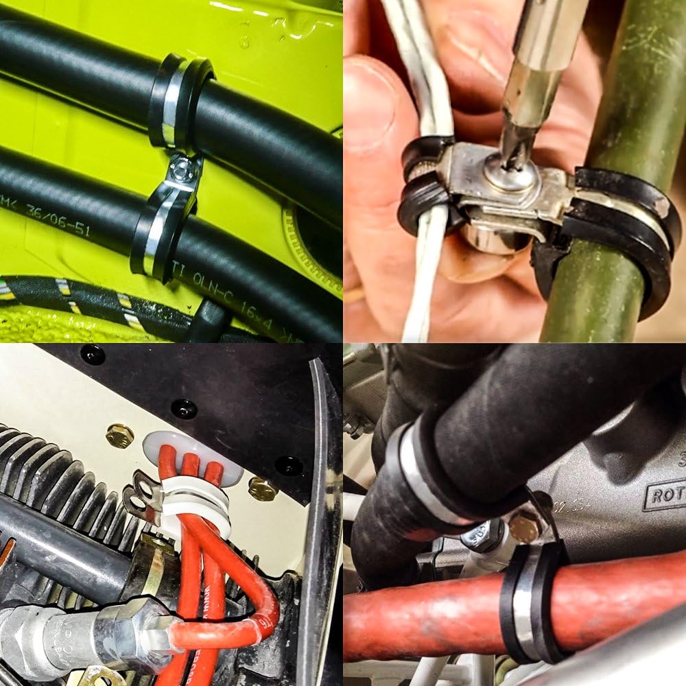 LOKMAN 20 Pack 2 Inches Stainless Steel Cable Clamp, Rubber Cushioned Insulated Clamp, Metal Tube Holder for Tube, Pipe or Wire Cord Installation