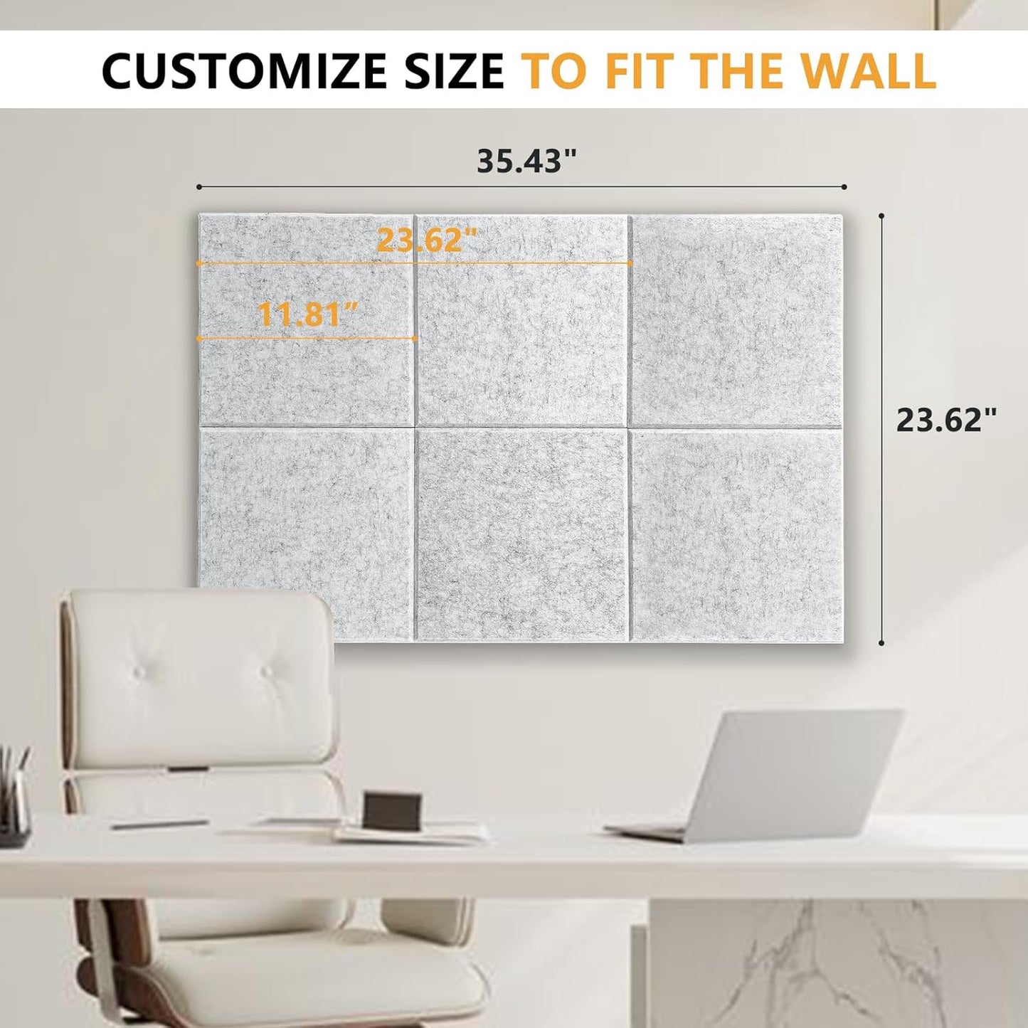 Large Cork Board for Wall with Pins, 36" x 24" Bulletin Board Self-Adhesive Pin Board | Customized 6 Packs Felt Tiles for Office Home Wall Decor