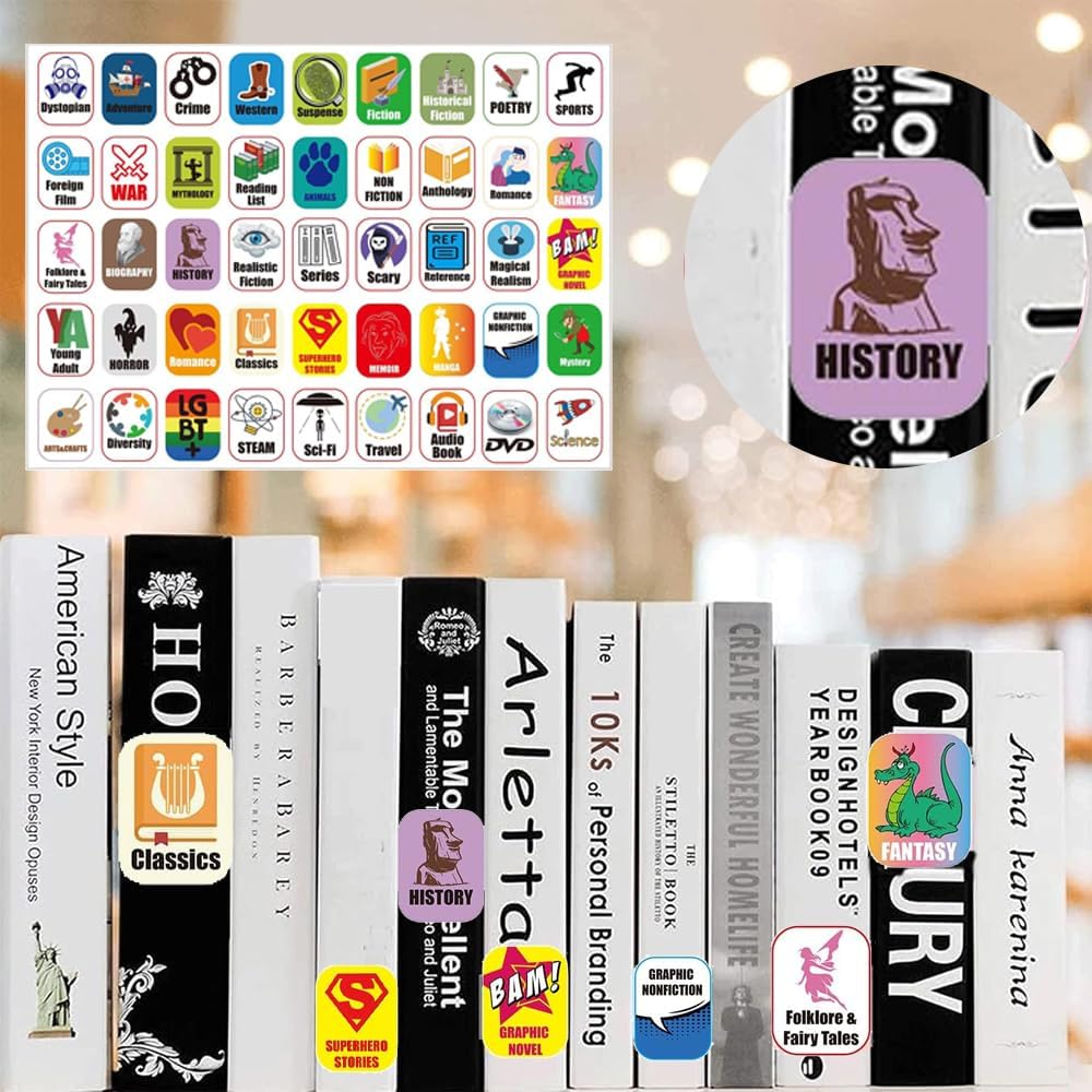 45 Genre Book Spine Labels for Library | Classroom Library Classification Stickers 450pcs