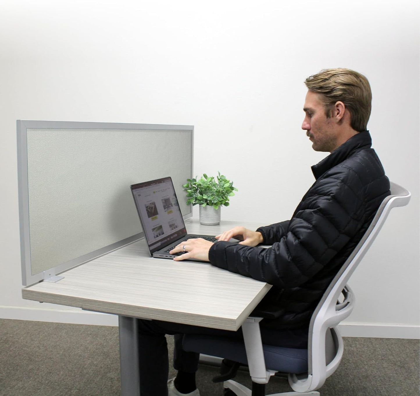OBEX Acoustic Mounted Screen Privacy Panel Table Top Separator, Sound Blocking Desk Divider (Overcast, 24" X 42")