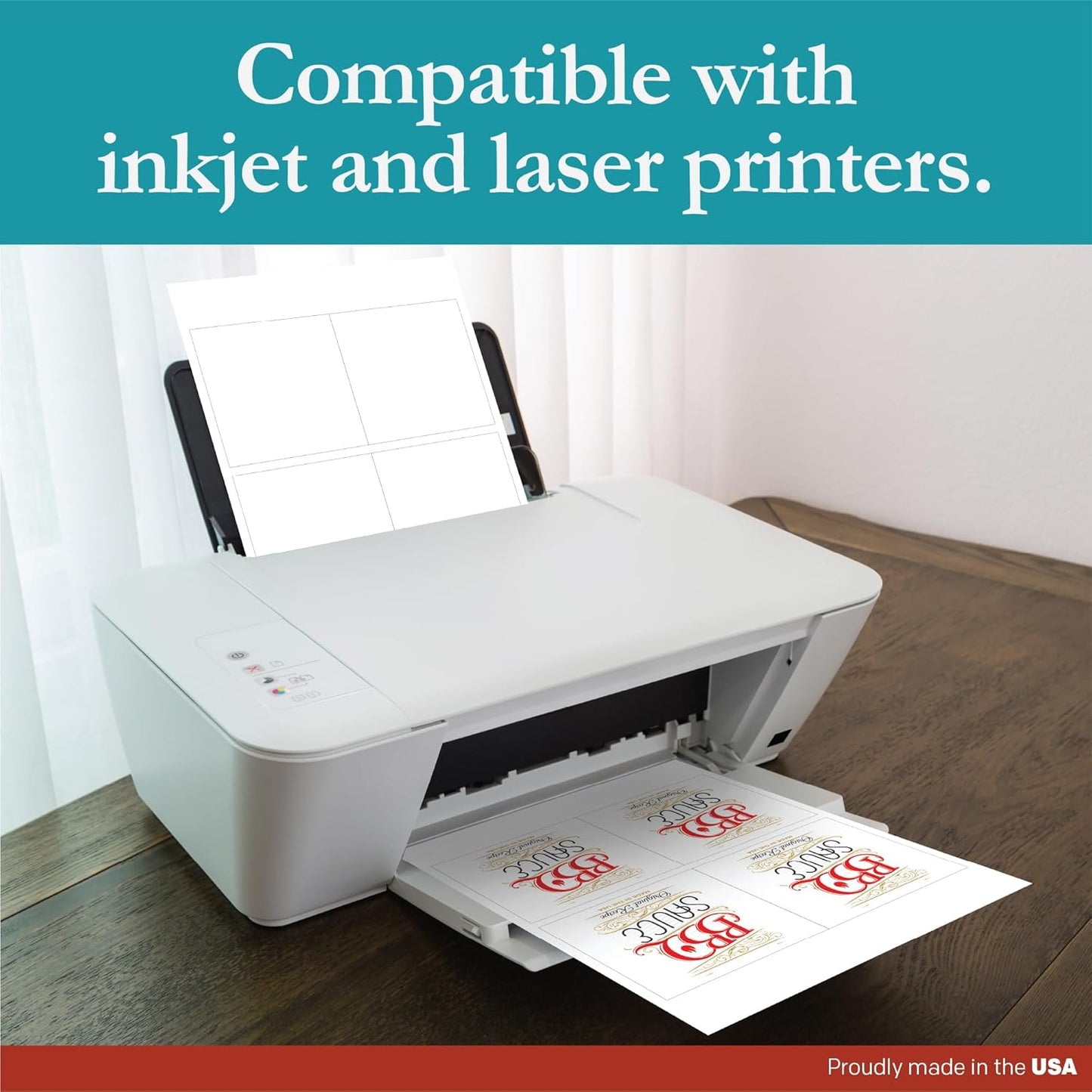 Premium Label Supply White Sticker Square Labels – 4" x 4" – Laser/Inkjet Compatible – (4 per Sheet), 500 Sheets - 2,000 Total Adhesive Labels