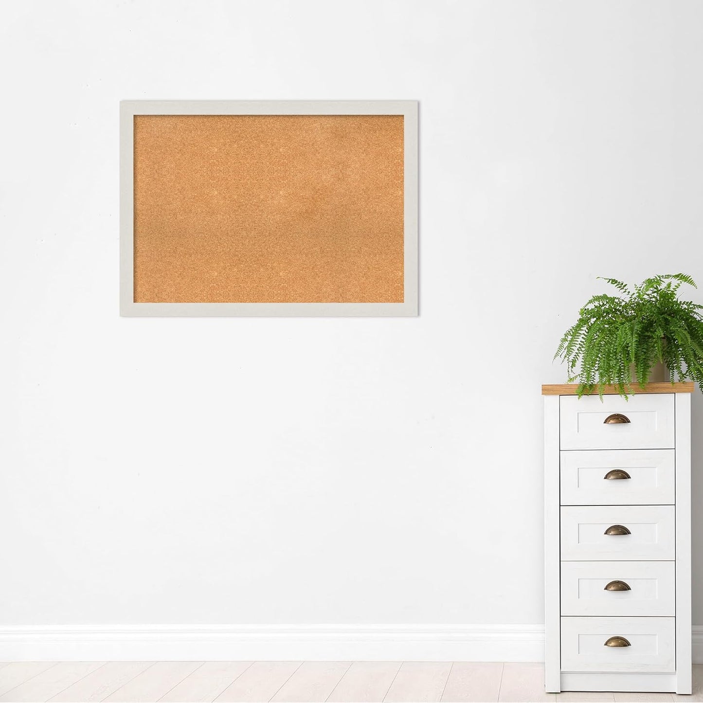 Amanti Art Natural Cork Board for Wall, 31x43 Vision Board with White Frame, X-Large Corkboard Office Decor for Home Organization, Country Rustic Corkboard Pinboard to Display Items for Home