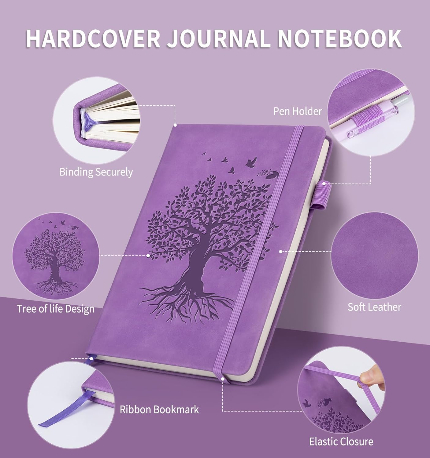Lined Journal Notebook for Women Men, A4 Hardcover Leather Journals for Writing, 200 Pages Thick Paper, Daily Journal Notebook for Work, School, Note Taking, Business, Travel, College Ruled
