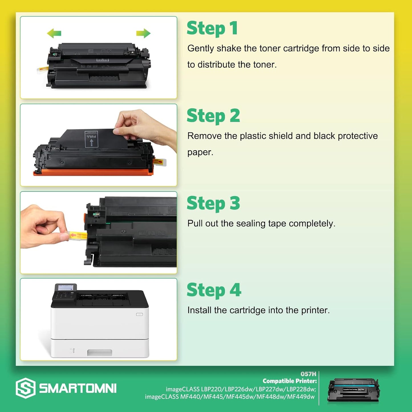Compatible 057H Toner Cartridge Replacement for Canon 057H 057 CRG-057 Cartridge Compatible with Canon ImageCLASS MF440 MF445dw MF448dw MF449dw LBP220 LBP226dw LBP227dw LBP228dw Printer
