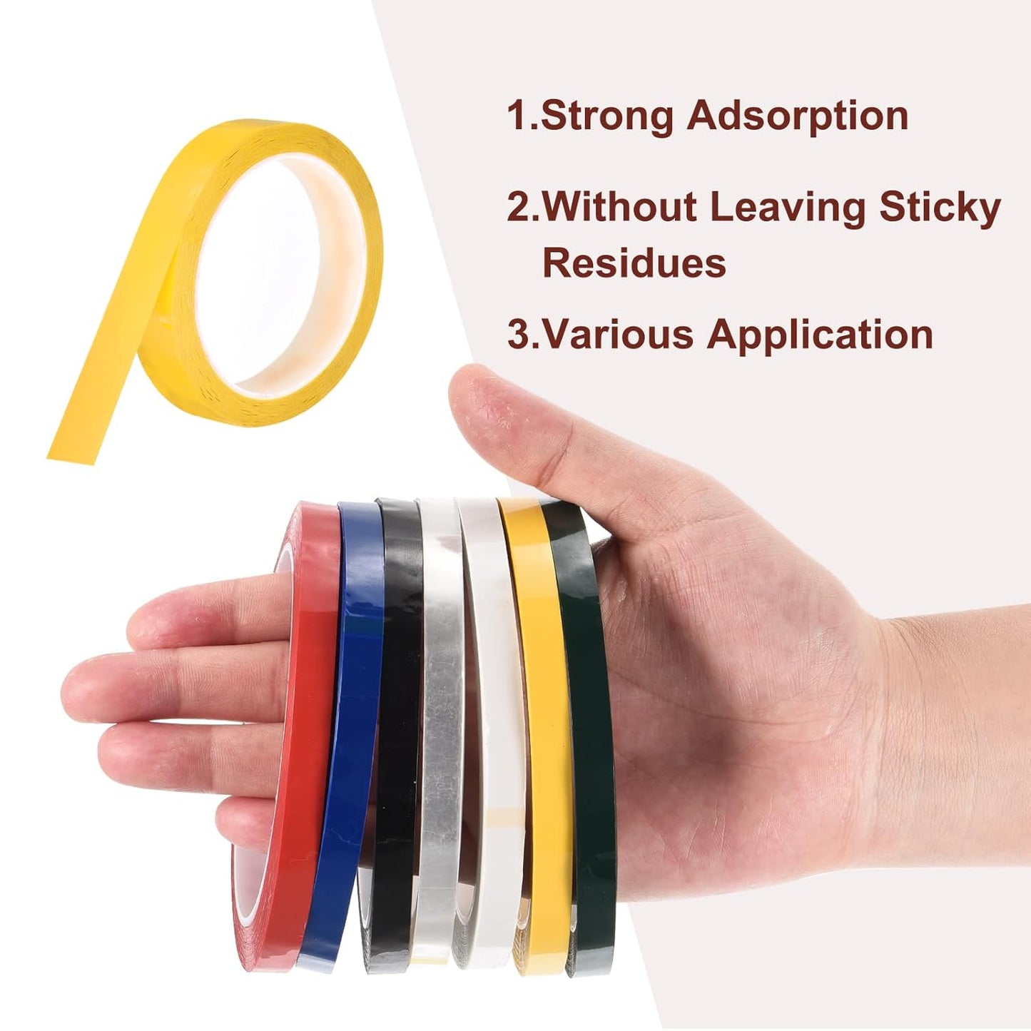 MECCANIXITY 6 Rolls Whiteboard Tape Graphic Chart Tape 20mm 54.7 Yard Art Tape Thin Self-Adhesive Pinstripe Tape Masking Tape for Gift Wrapping Craft Supplies, Yellow