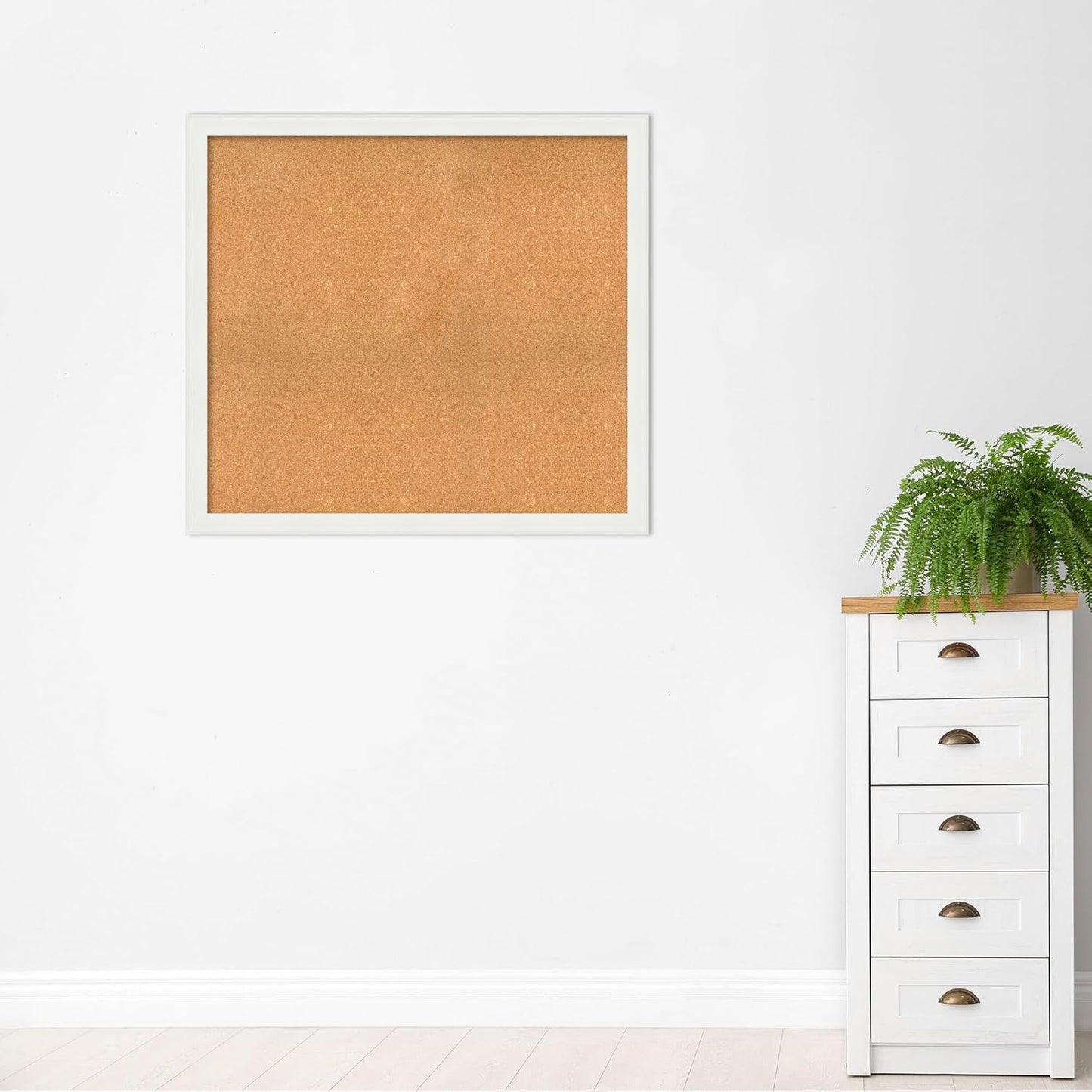 Amanti Art Natural Cork Board for Wall, 39x43 Vision Board with White Frame, Oversize Corkboard Office Decor for Home Organization, Casual Corkboard Pinboard to Display Items for Home Organization in