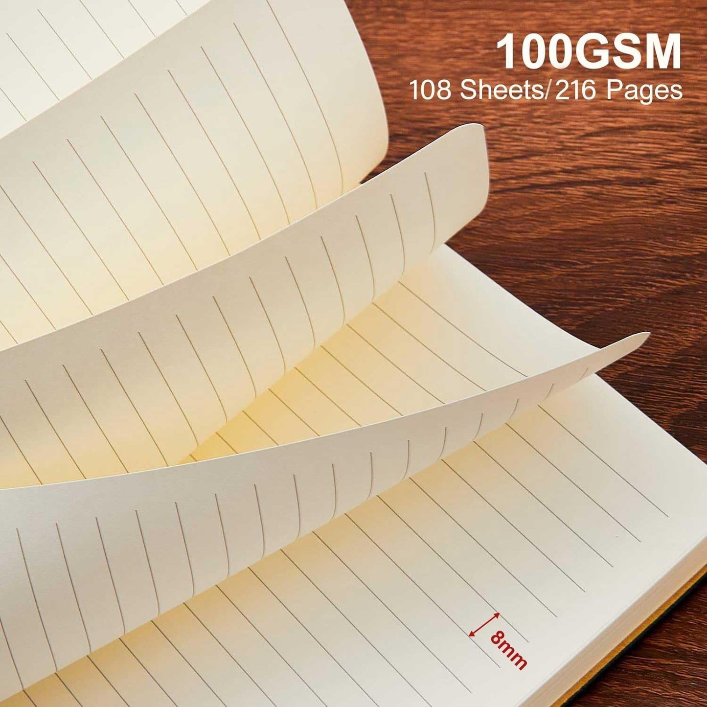 Lined Journal Notebook for Work College Ruled Note Book 5.79"x8.27"A5 PU Leather Daily Journaling 216 Pages for Women Men Writing Home School Supplies Business (A5 Lined 216pages, 2 Pack-Dark Pink 2pack)
