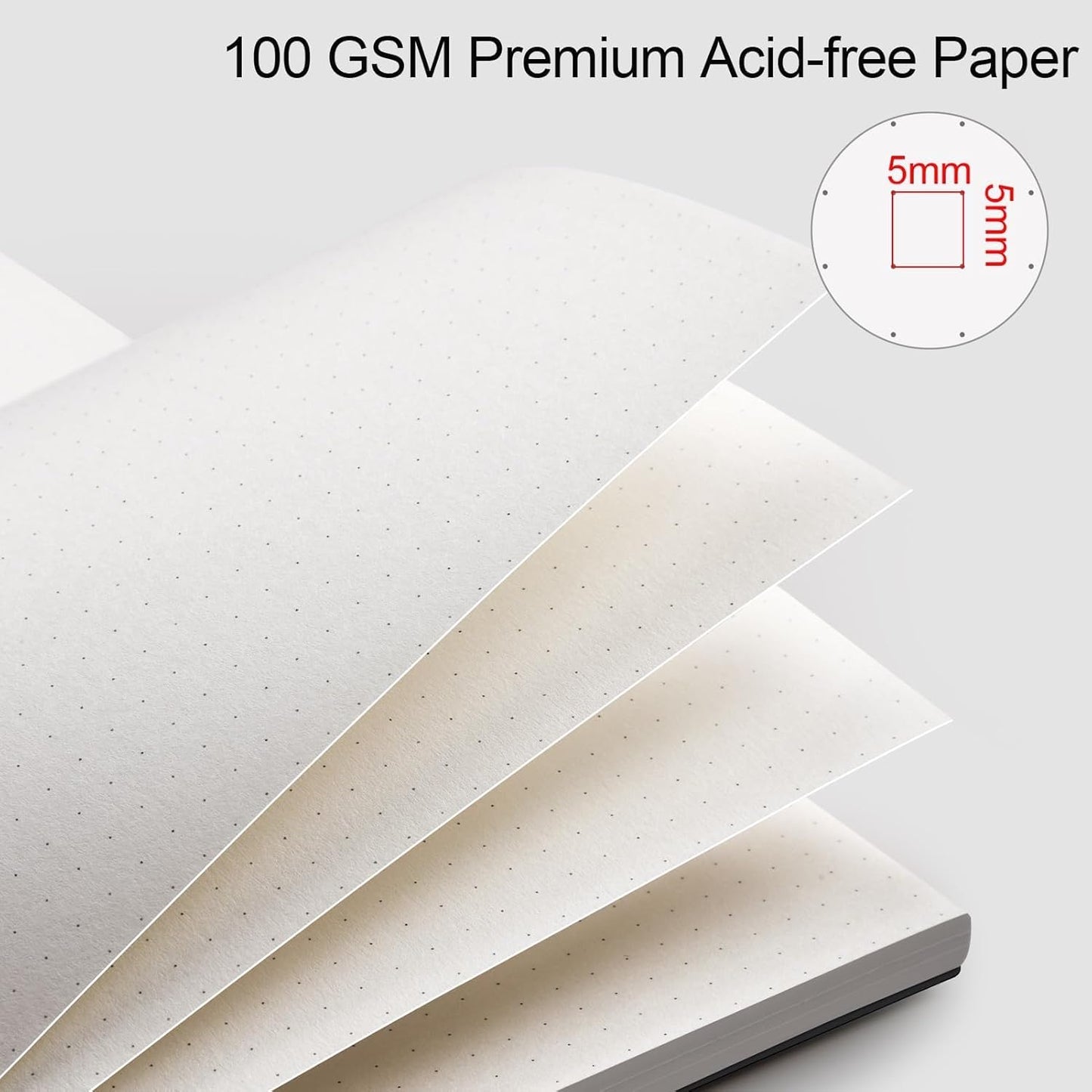 AHGXG Bullet Dotted Journal - Dot Grid Spiral Notebook B5, 140 Pages, 100 GSM Thick Paper, Waterproof Plastic Cover Journals for Bullet Journaling, Sketching, 7.6" x 10", Black